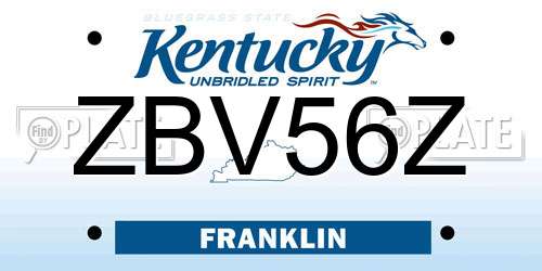 ZBV56Z Kentucky License Plate