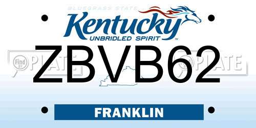 ZBVB62 Kentucky License Plate