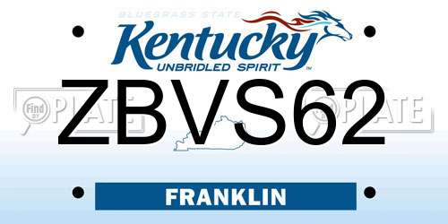 ZBVS62 Kentucky License Plate
