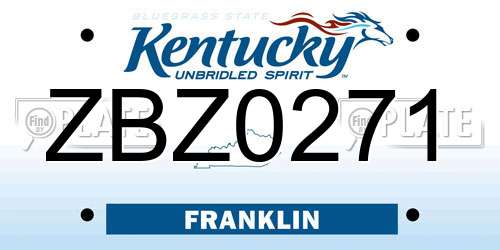 ZBZ0271 Kentucky License Plate