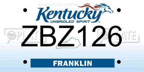 ZBZ126 Kentucky License Plate