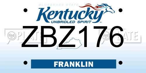 ZBZ176 Kentucky License Plate