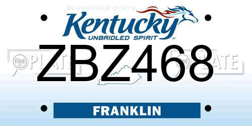 ZBZ468 Kentucky License Plate