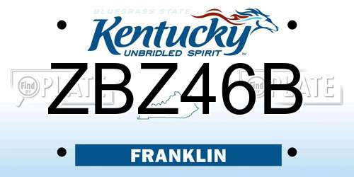 ZBZ46B Kentucky License Plate