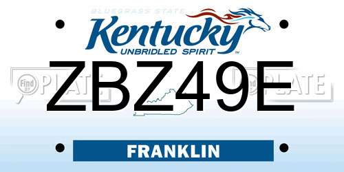 ZBZ49E Kentucky License Plate