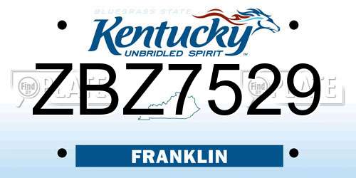 ZBZ7529 Kentucky License Plate