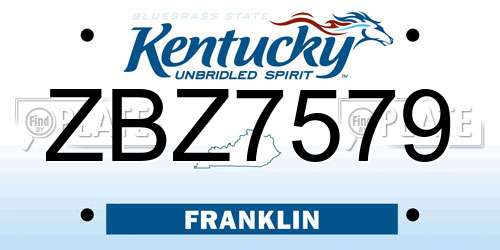 ZBZ7579 Kentucky License Plate