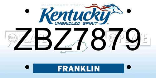 ZBZ7879 Kentucky License Plate