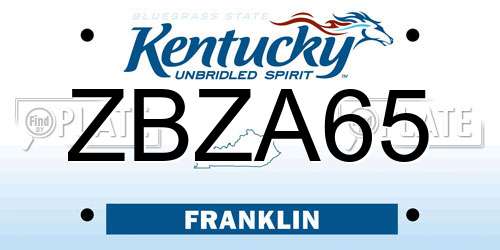 ZBZA65 Kentucky License Plate