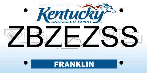 ZBZEZSS Kentucky License Plate