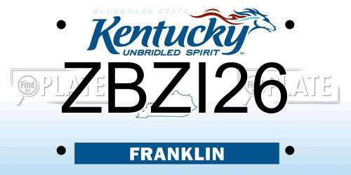 ZBZI26 Kentucky License Plate