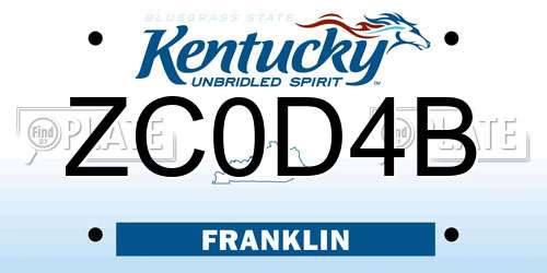 ZC0D4B Kentucky License Plate