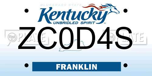 ZC0D4S Kentucky License Plate