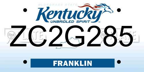 ZC2G285 Kentucky License Plate