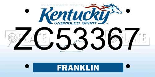 ZC53367 Kentucky License Plate