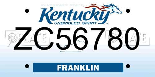 ZC56780 Kentucky License Plate