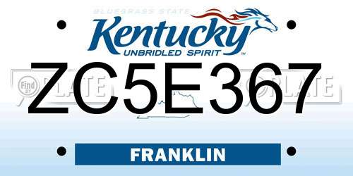 ZC5E367 Kentucky License Plate