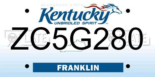 ZC5G280 Kentucky License Plate