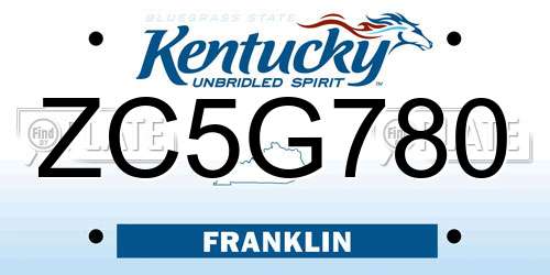 ZC5G780 Kentucky License Plate
