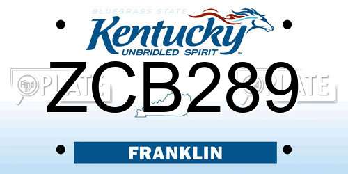 ZCB289 Kentucky License Plate