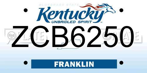 ZCB6250 Kentucky License Plate