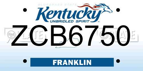 ZCB6750 Kentucky License Plate