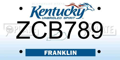 ZCB789 Kentucky License Plate