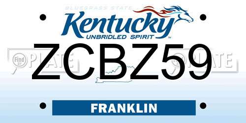 ZCBZ59 Kentucky License Plate