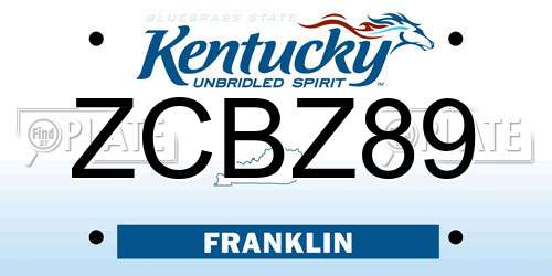 ZCBZ89 Kentucky License Plate