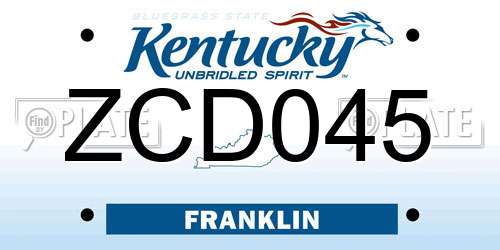 ZCD045 Kentucky License Plate