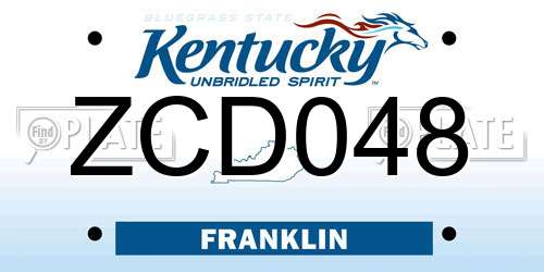 ZCD048 Kentucky License Plate