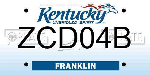 ZCD04B Kentucky License Plate
