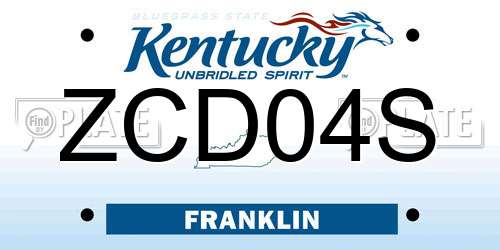 ZCD04S Kentucky License Plate