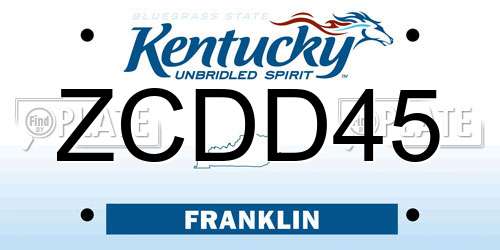 ZCDD45 Kentucky License Plate