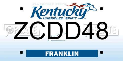 ZCDD48 Kentucky License Plate