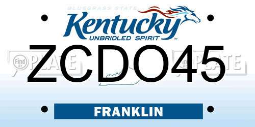 ZCDO45 Kentucky License Plate