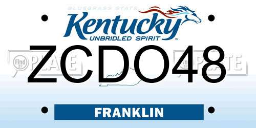ZCDO48 Kentucky License Plate