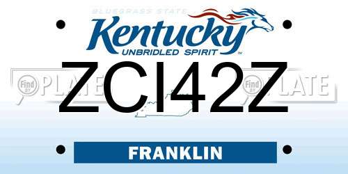 ZCI42Z Kentucky License Plate