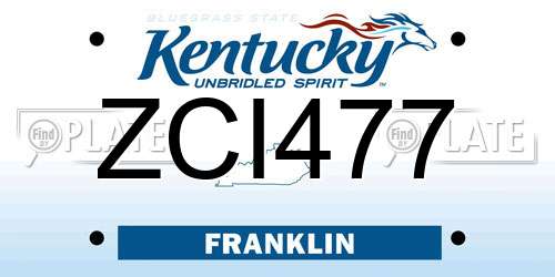 ZCI477 Kentucky License Plate