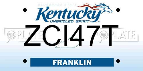 ZCI47T Kentucky License Plate