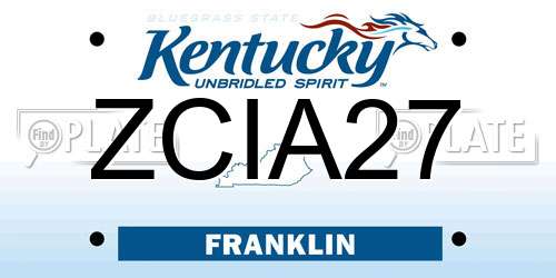 ZCIA27 Kentucky License Plate
