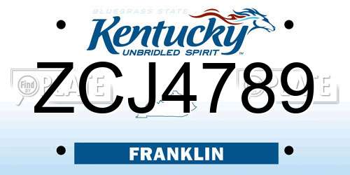 ZCJ4789 Kentucky License Plate