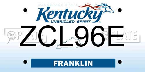 ZCL96E Kentucky License Plate