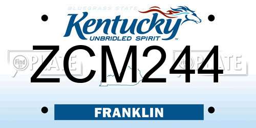 ZCM244 Kentucky License Plate