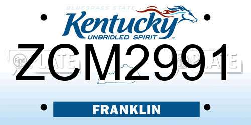 ZCM2991 Kentucky License Plate