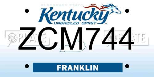 ZCM744 Kentucky License Plate