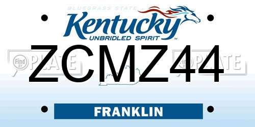 ZCMZ44 Kentucky License Plate