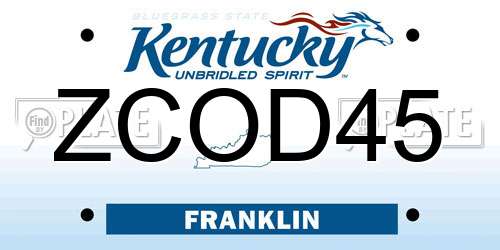 ZCOD45 Kentucky License Plate