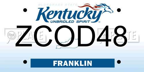 ZCOD48 Kentucky License Plate