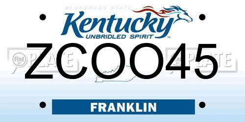 ZCOO45 Kentucky License Plate